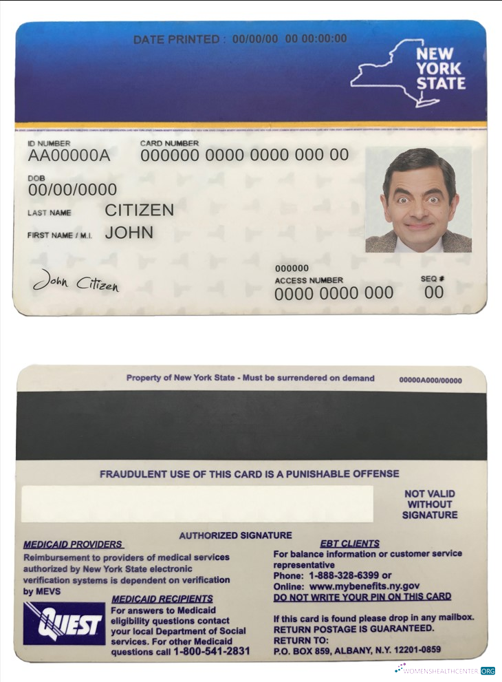 Download USA New York state Medicaid card Photoshop template